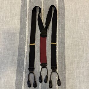 Trafalgar Suspenders Braces Mens Black Maroon Leather Brass Hardware UK USA Red